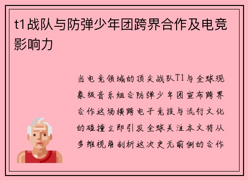 t1战队与防弹少年团跨界合作及电竞影响力